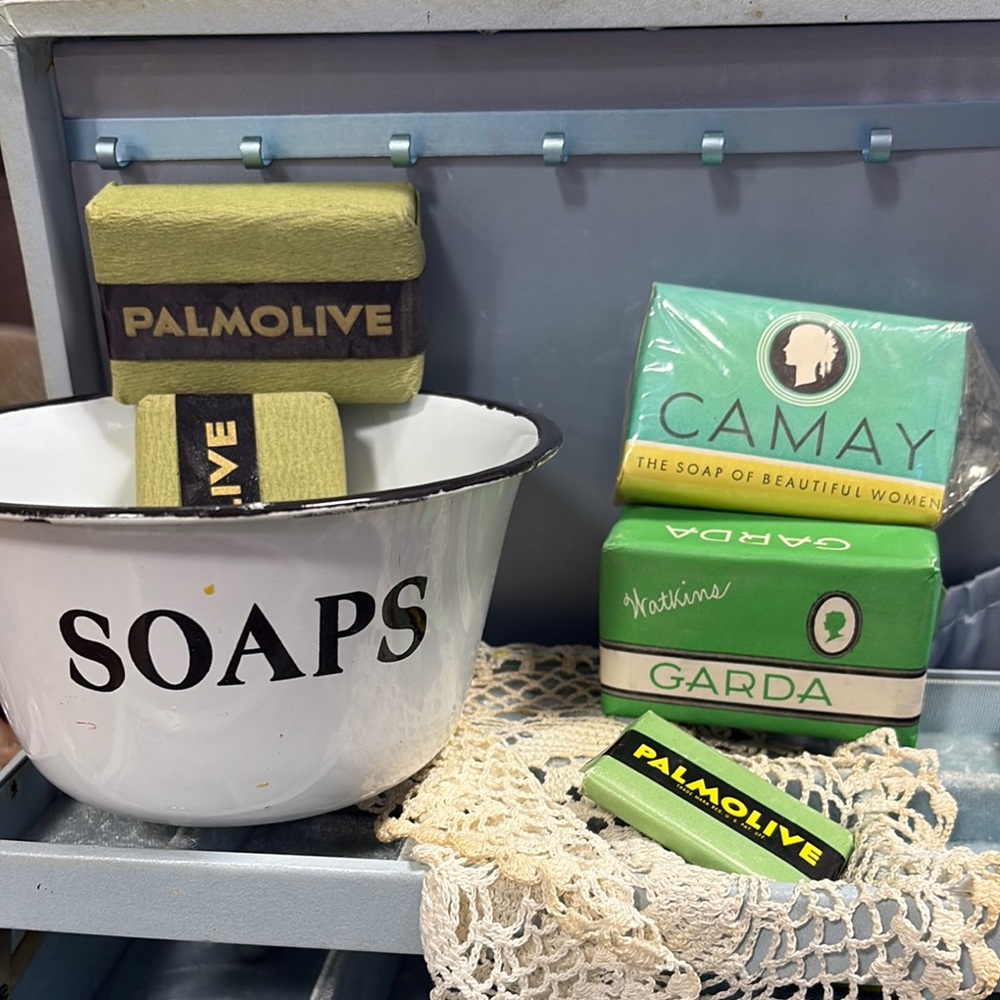 Vintage 50’s and 60”s Soap Collection and enamel bowl
R